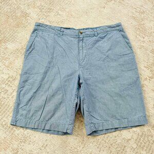 WALLIN & BROS SHORTS MEN’S 36 BLUE CHINO PREPPY CLUB RESORT CHAMBRAY FLAT FRONT